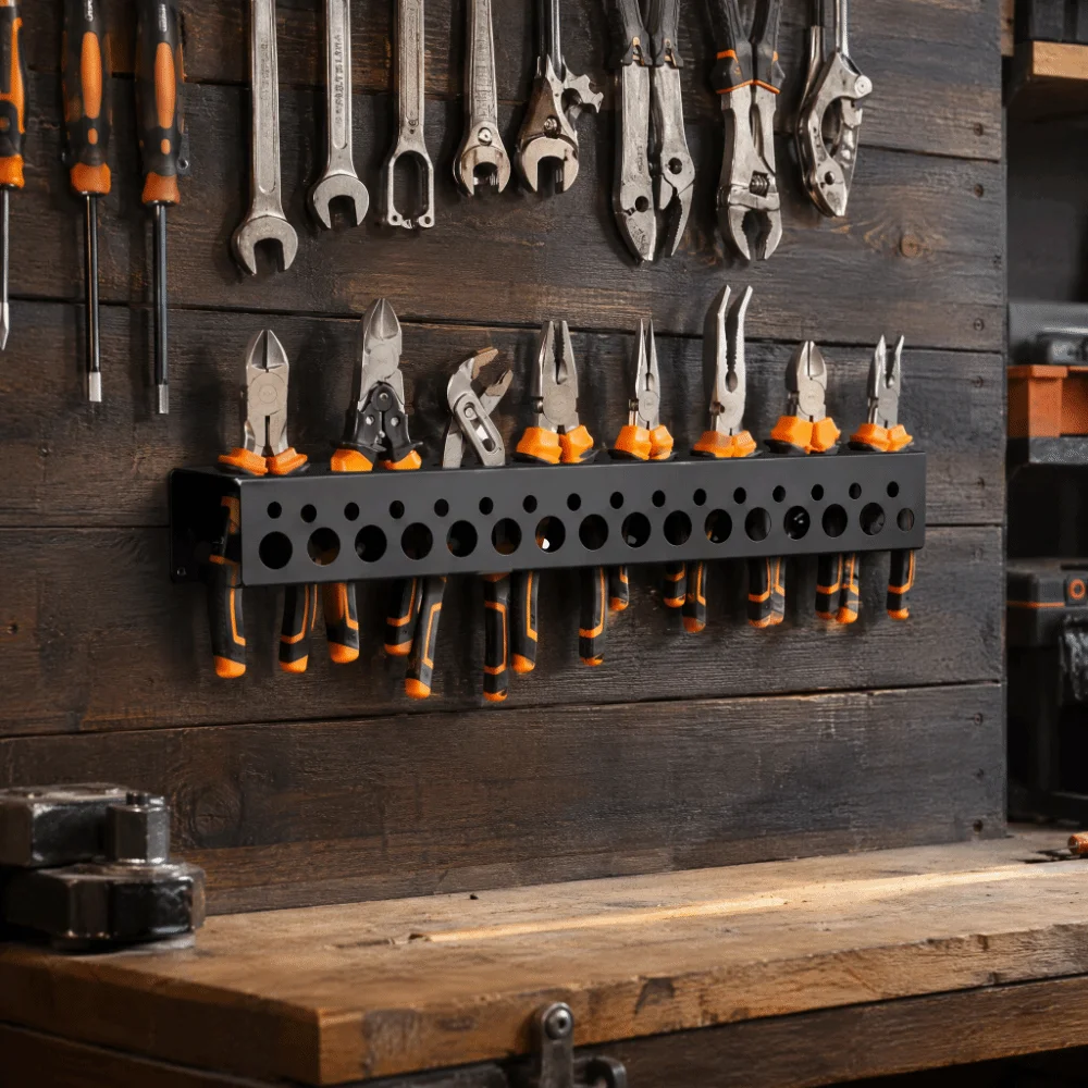 Black Screwdriver Storage Rack Carbon Steel 32CM Length Wall Mount Screwdriver Holder Heavy Hand Tools Organizer Workshop
