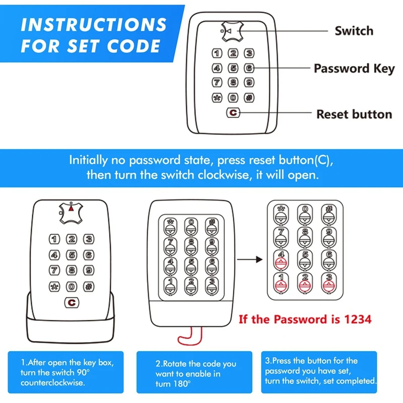 Key Safe -Spacious Resettable 12-Digit Combination Keypad Lock Box, Waterproof Key Safe Wall Mounted Lockbox For Home