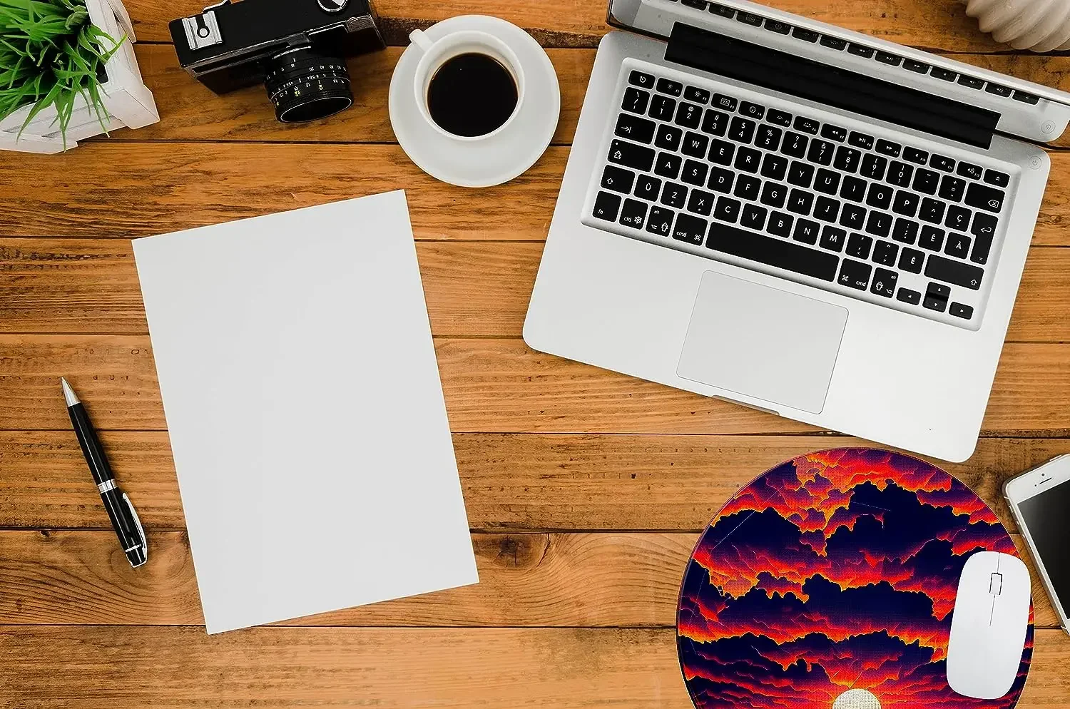 Beautiful Orange Sky Clouds Sunset Funny Round Mousepad with Design Small Non-Slip Rubber Gaming Pad Office Dorm Computer Laptop