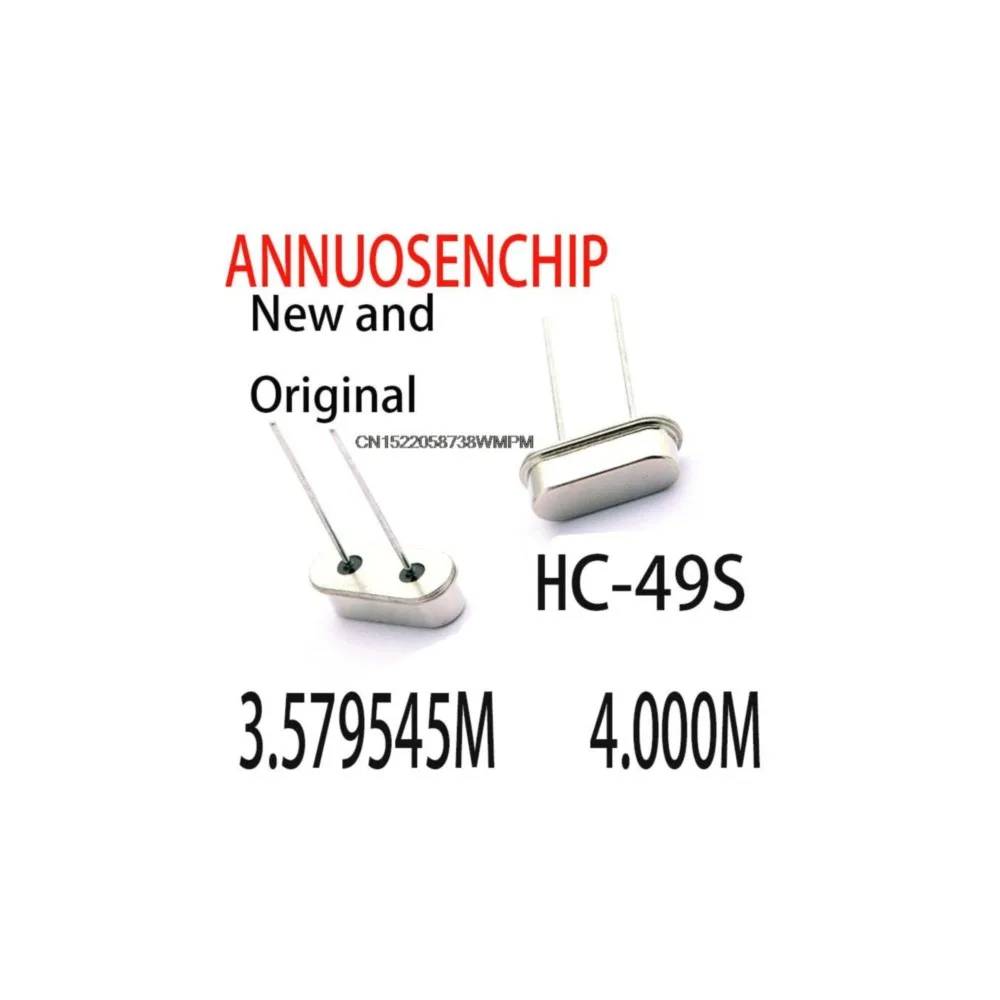 100PCS New and Original Crystal Oscillator HC-49S DIP 3.579545M 4.000M 4.096M 6.000M 7.3728M 8.000M 10.000M 11.0592M 12.000M