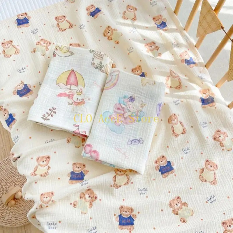 

16FE Breathable Baby Strollers Blanket Baby Wrap Cloth Comfortable Cotton Receiving Blanket Soft Bath Towel for Infants