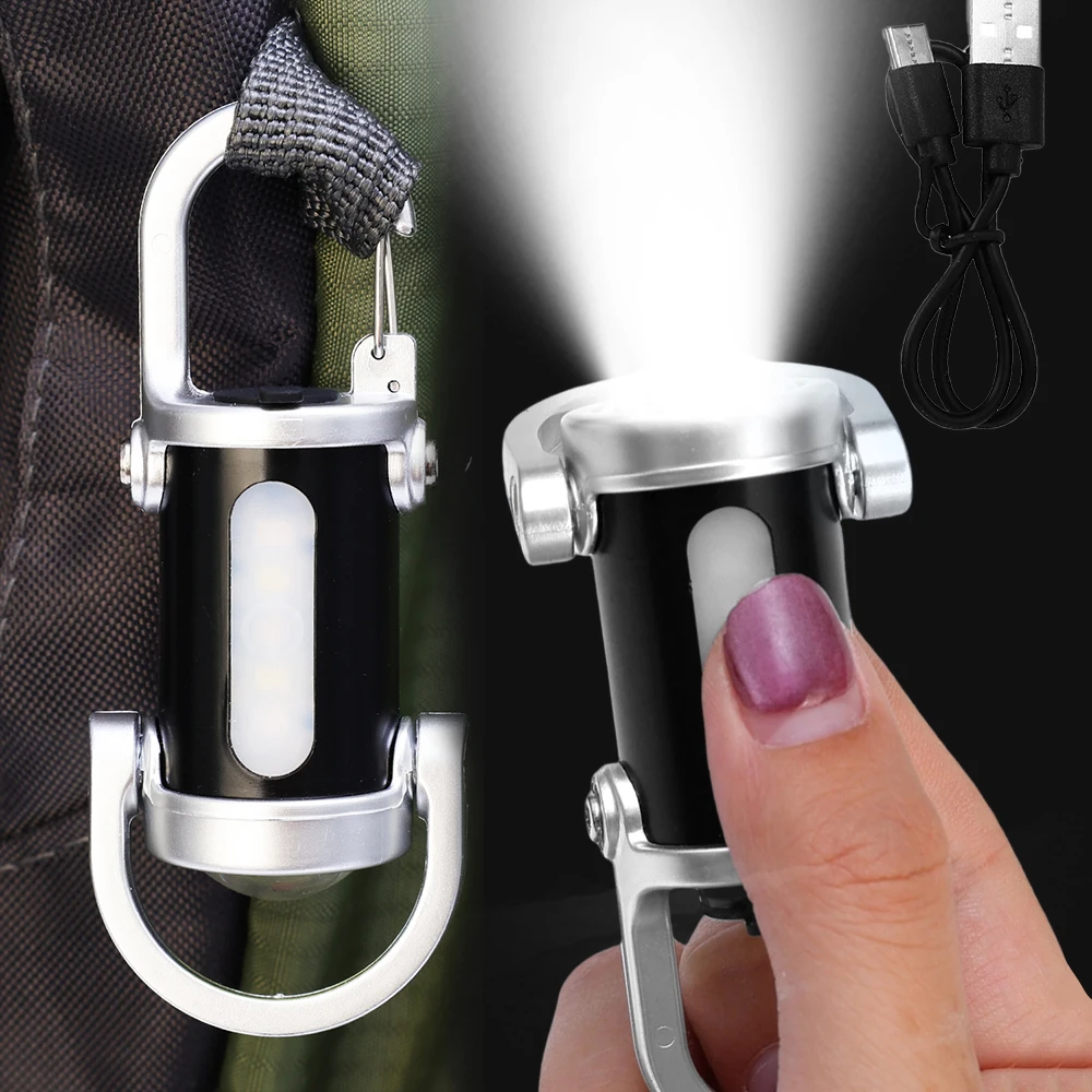 

Outdoor Mini Flashlight Rechargeable LED Keychain Work Light Keyring Practical Inspection Light Key Chain for Outdoor Activities