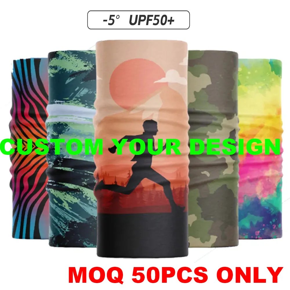 50pcs Custom Bandana Seamless Neck Gaiter Sport Headband Cycling Snood Tube Scarf Ski Mask Windproof Face Shield DIY Your Design