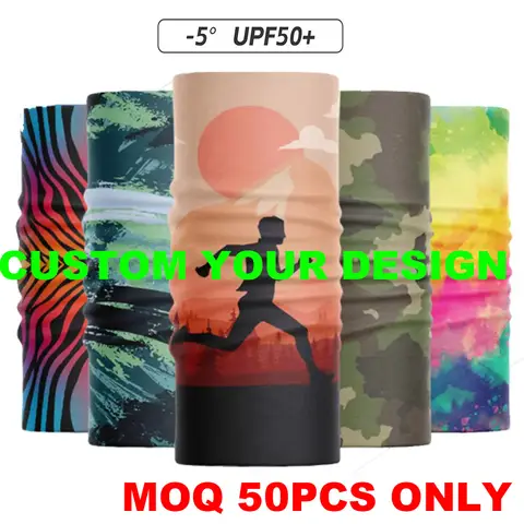 50pcs Custom Bandana Seamless Neck Gaiter Sport Headband Cycling Snood Tube Scarf Ski Mask Windproof Face Shield DIY Your Design
