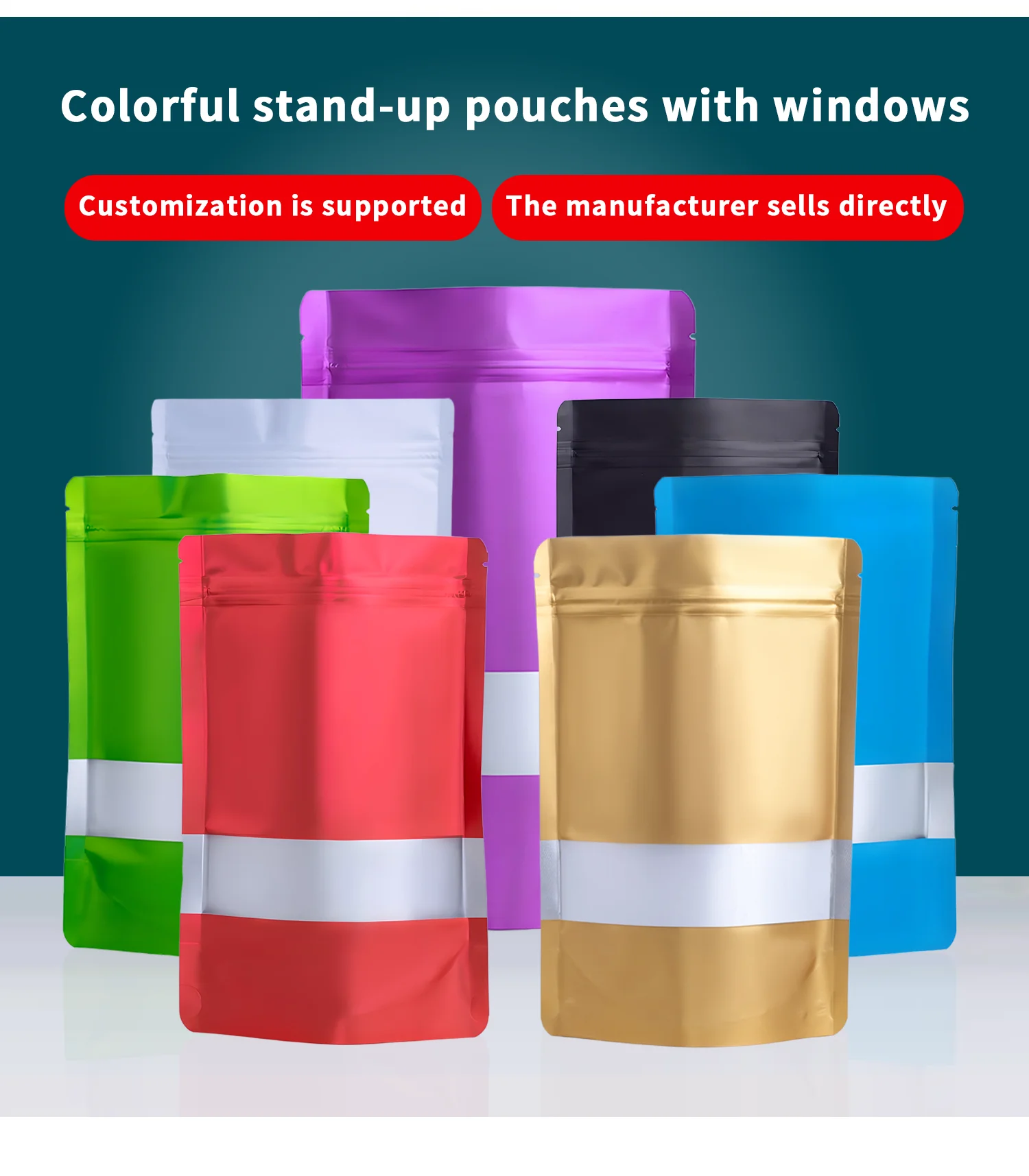 Sacs de rangement autoportants mats 50pcs, sacs en aluminium épais réutilisables et résistants à l'humidité, pochette de support pour cadeaux de fête de vacances à la maison