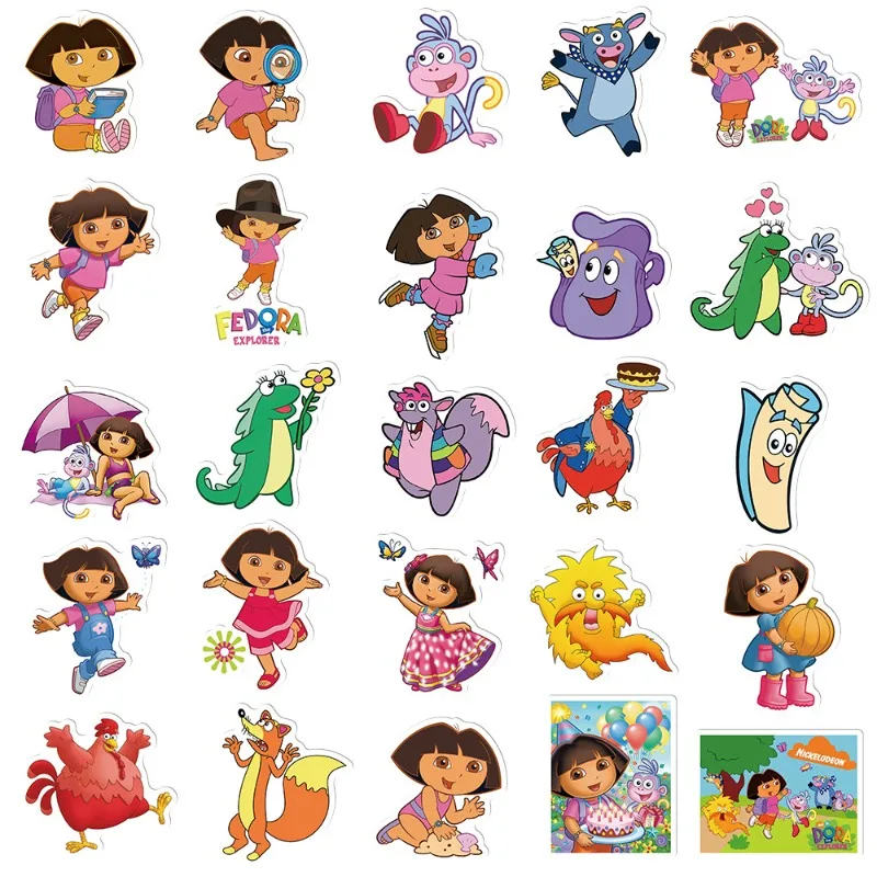 50pcs ‌Dora The Explorer Sticker Suitcase Water Cup Stationery Mobile Phone Car Scooter Laptop Refrigerator Decoration Sticker