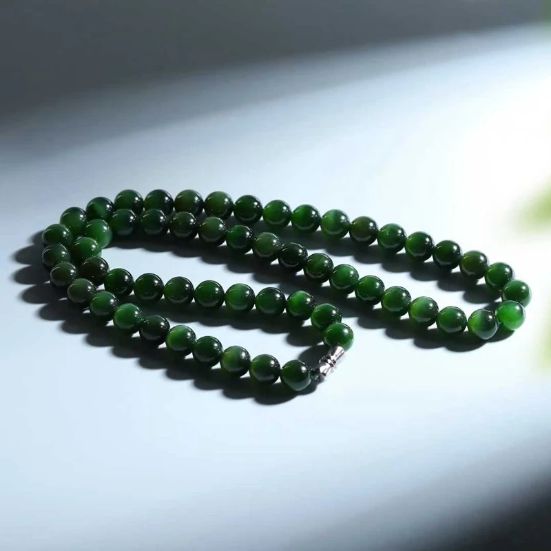 

Натуральное нефритовое ожерелье из хотанского нефрита с черным глазом (российский материал) для женщин