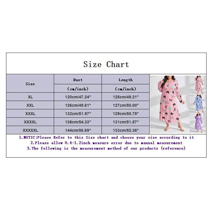 Soft Pajama Casual Set Women Long Sleeve Print Shoulder Drop Oversize Casual Long Sleepwear Dress Koszule Nocne