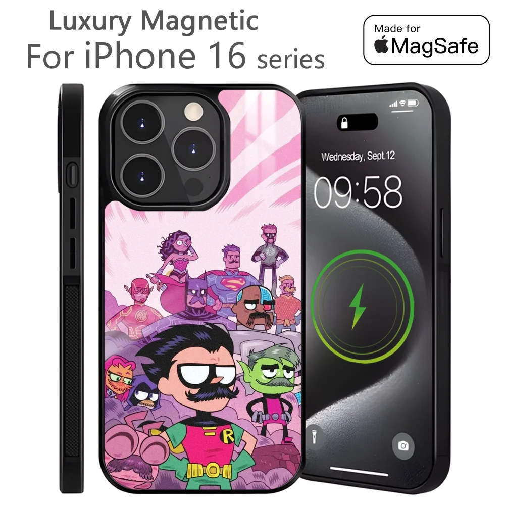 T-Teen Robin T-Titans Go Phone Case For iPhone 16 15 14 13 12 11 Pro Max Plus Mini Magnetic Magsafe Wireless Charging Cover