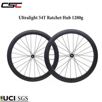 CSC Ultralight 700C Gravel bike Carbon Wheelset 50mm deep Disc brake Center Lock 54T Ratchet Hub for Racing bicycle 1280g