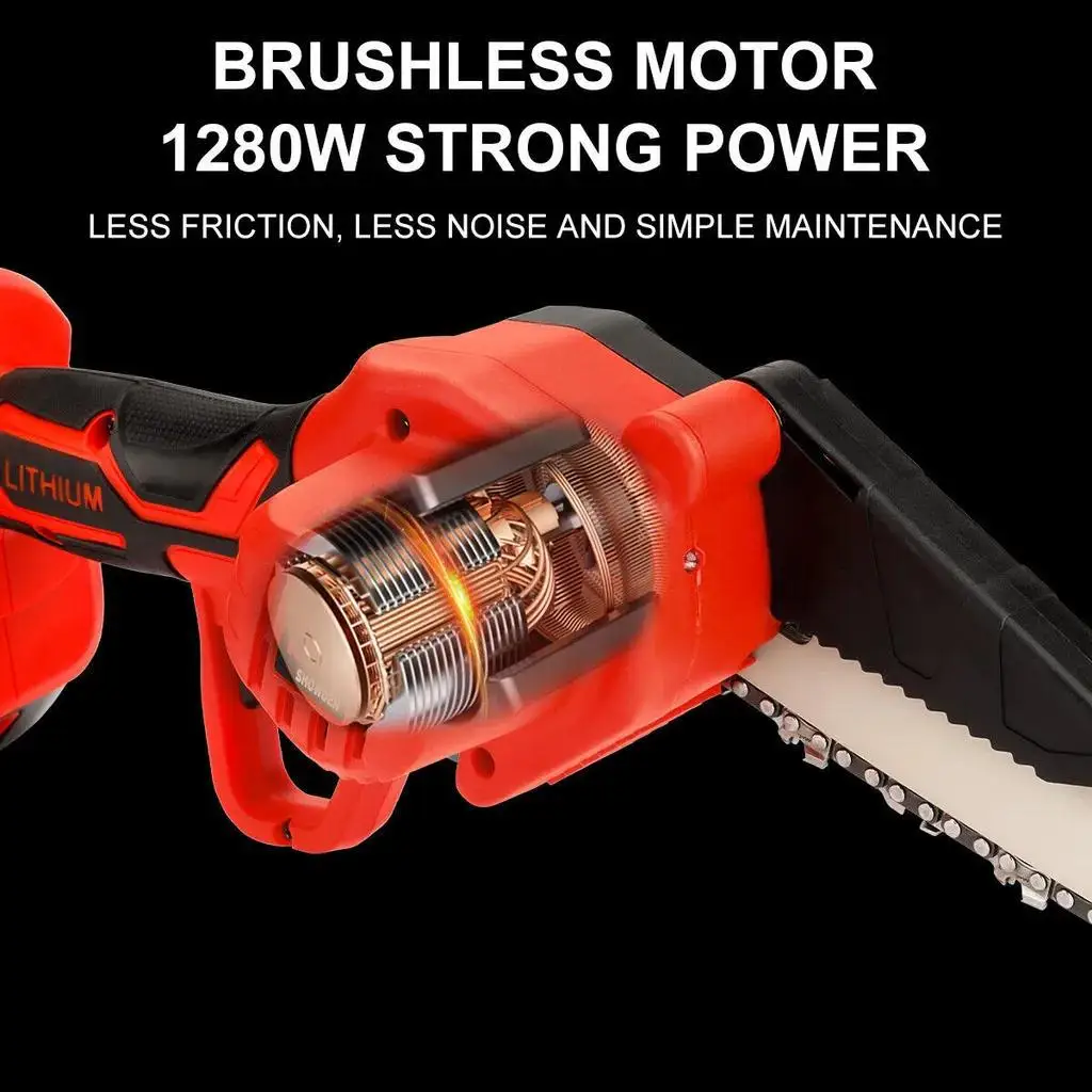 1700RPM 6 Inch Mini Li-Ion Electric Chainsaw One Hand Portable Electric Saw Fit 18V Makita Battery