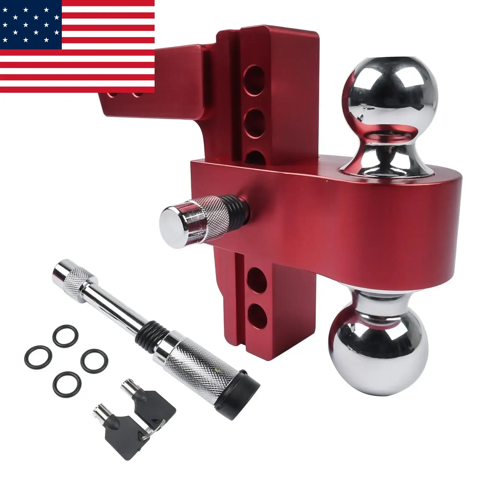 

AP03 Red Adjustable Trailer Hitch Fits 2-inch Receiver 6-inch Drop Solid Tube Hitch -12500 LBS