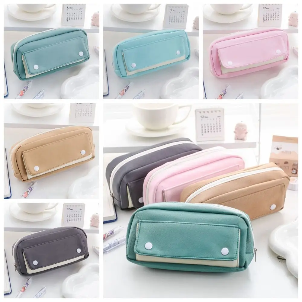 Kawaii مقلمة طالب سعة كبيرة INS فليب نمط بسيط قلم رصاص الحقيبة اضغط على زر Morandi اللون هلام القلم المنظم فتاة