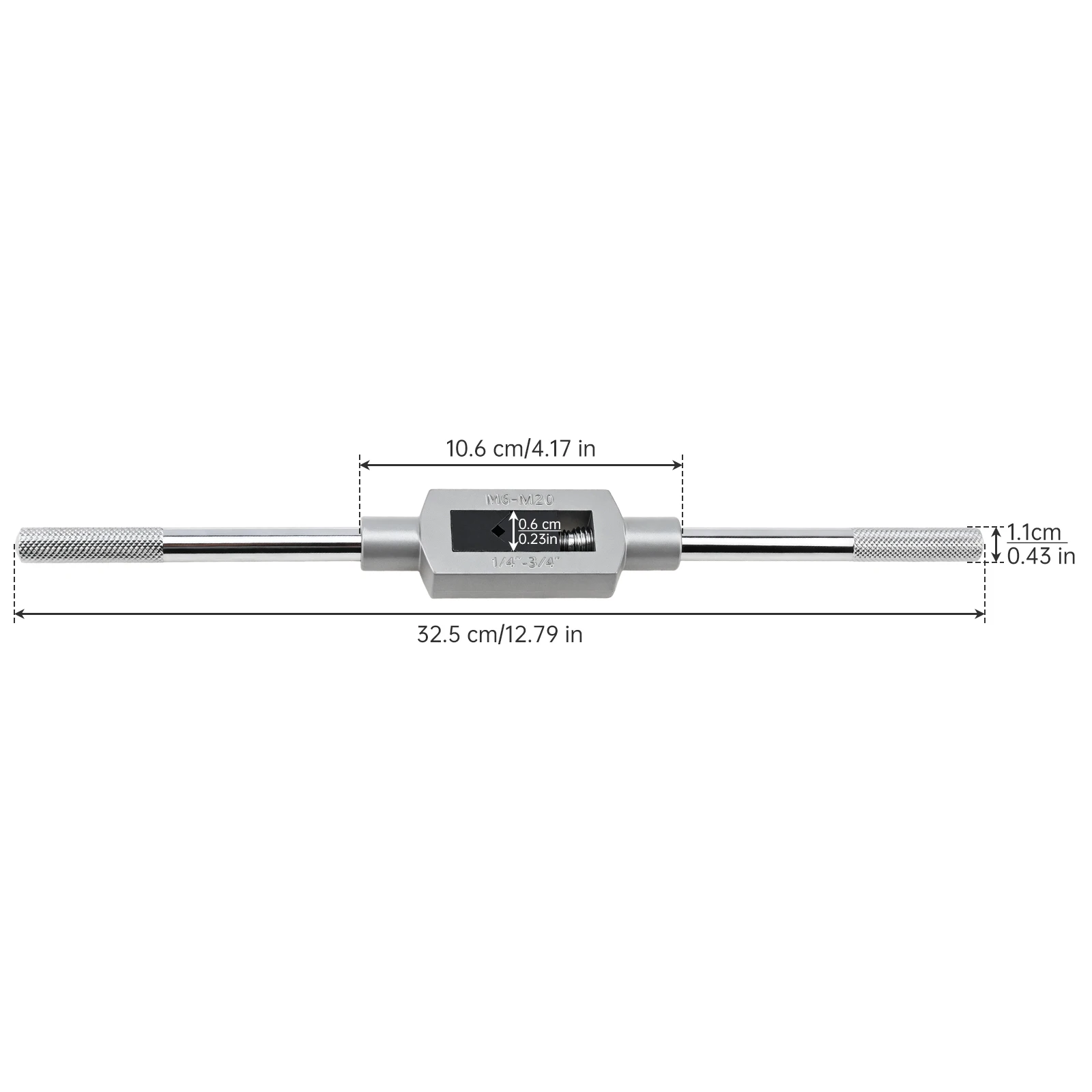 Zinc Alloy M6 - M20 Adjustable Tap Wrench Handle, 1/4 in - 3/4 in Reamer Handle Ratchet Tap Wrenches