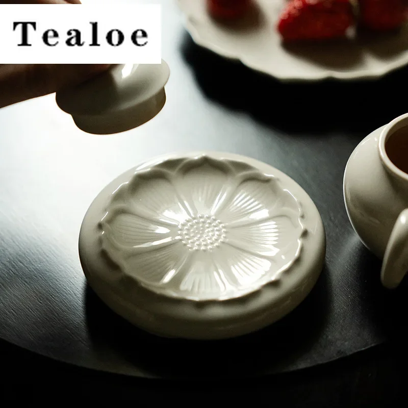 الرجعية العشب الخشب رمادي ترايبوديا إبريق شاي سيراميك غطاء حامل إطار غطاء فاخر Zisha وعاء غطاء الرف درينكوير لوازم الحلي #1