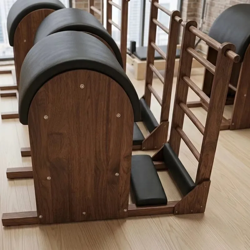 Customizable Walnut Wood Pilates Ladder Barrel  Custom Logo & Leather Colors Pilates Equipment for B2B Importers