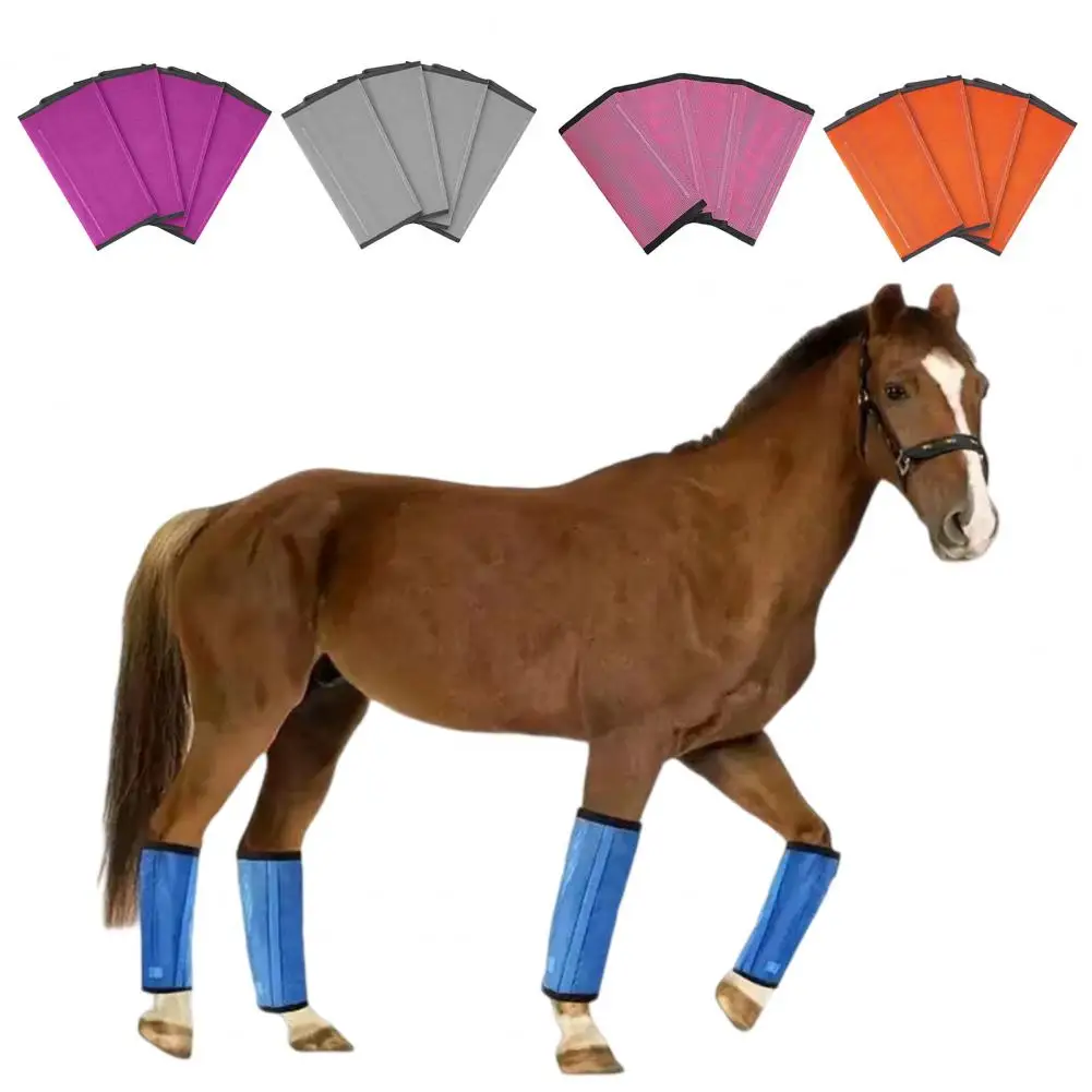 Horse Bite Prevention Boots 4pcs Summer Horse Fly Boots Set Breathable Mesh Leg Wraps Adjustable Protective Leggings for Flies
