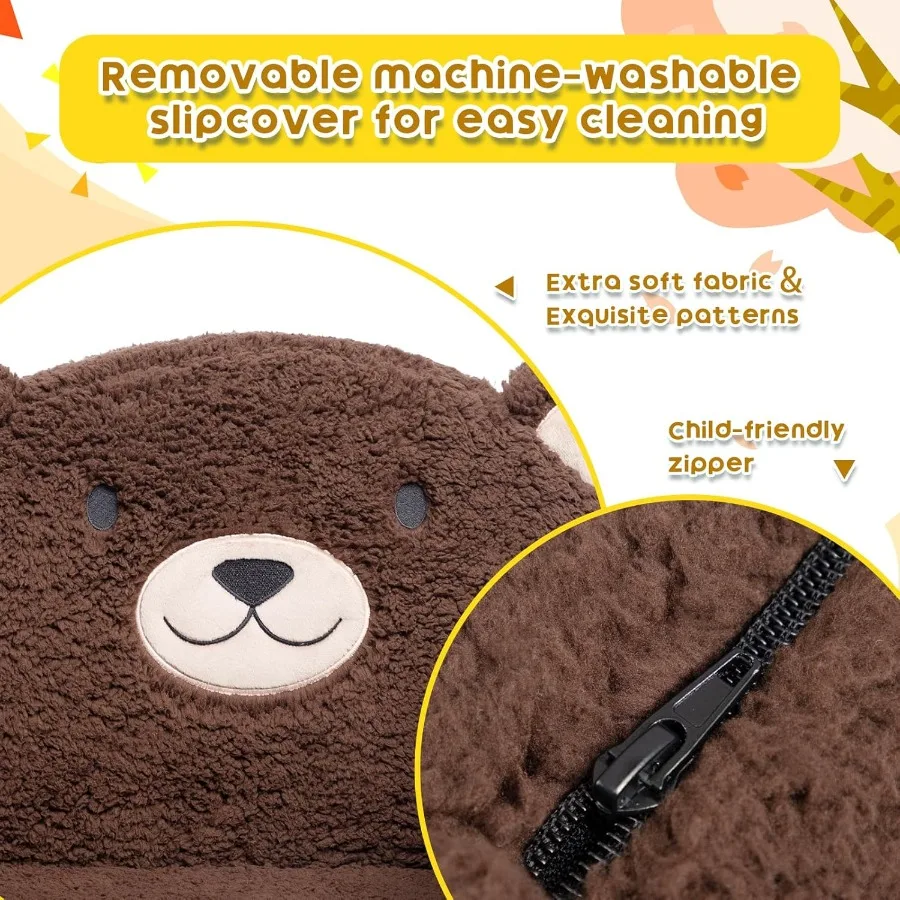 Sofá para niños pequeños con forma de animal, cómodo y ultrasuave, relleno de espuma, con bonito diseño para asientos interiores ligeros y portátiles