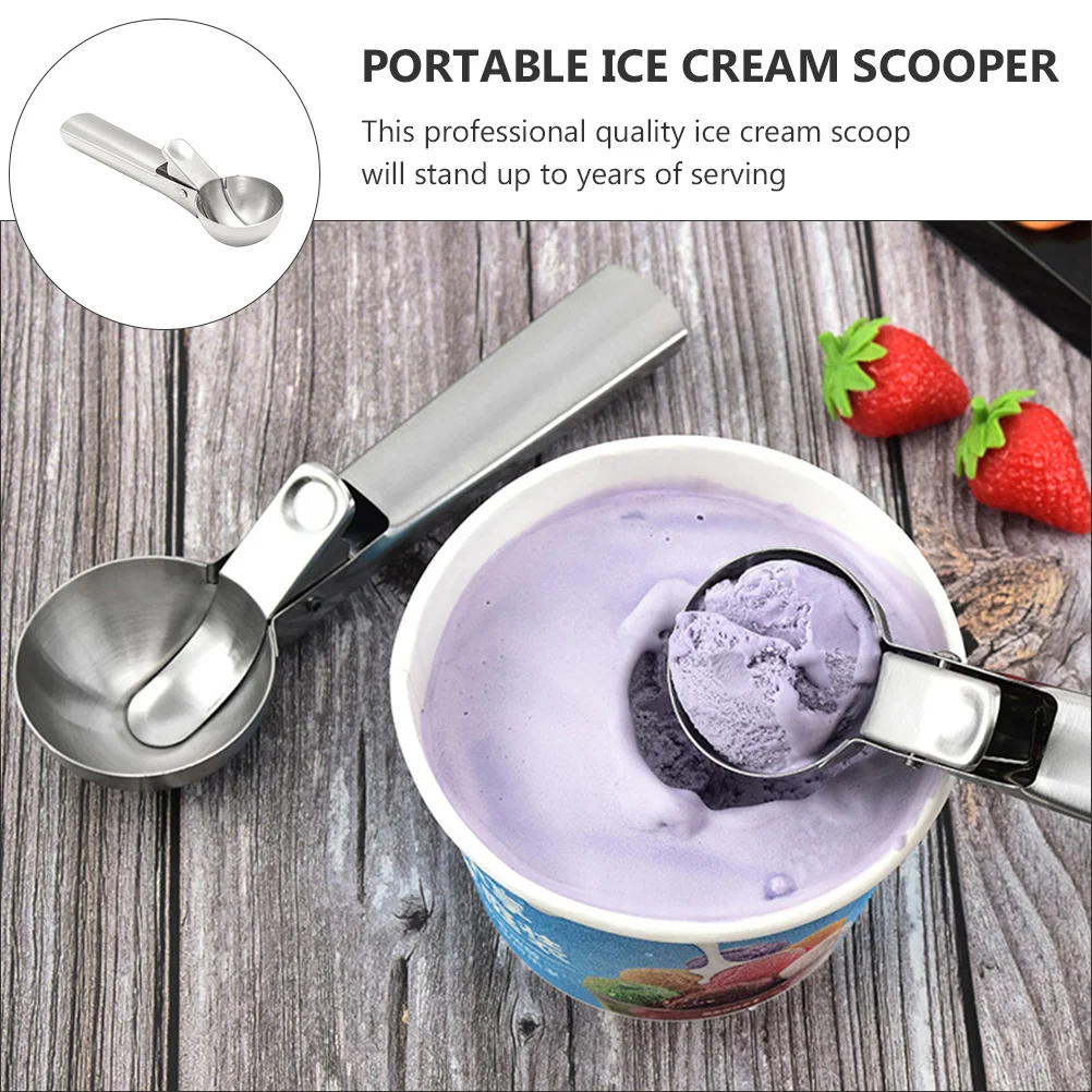 

2Pcs Stainless Steel Ice Cream Scoop Portable Fruit Scooper For Home Cake Shop Making Round Ice Cream Sorbet Fruit Easy