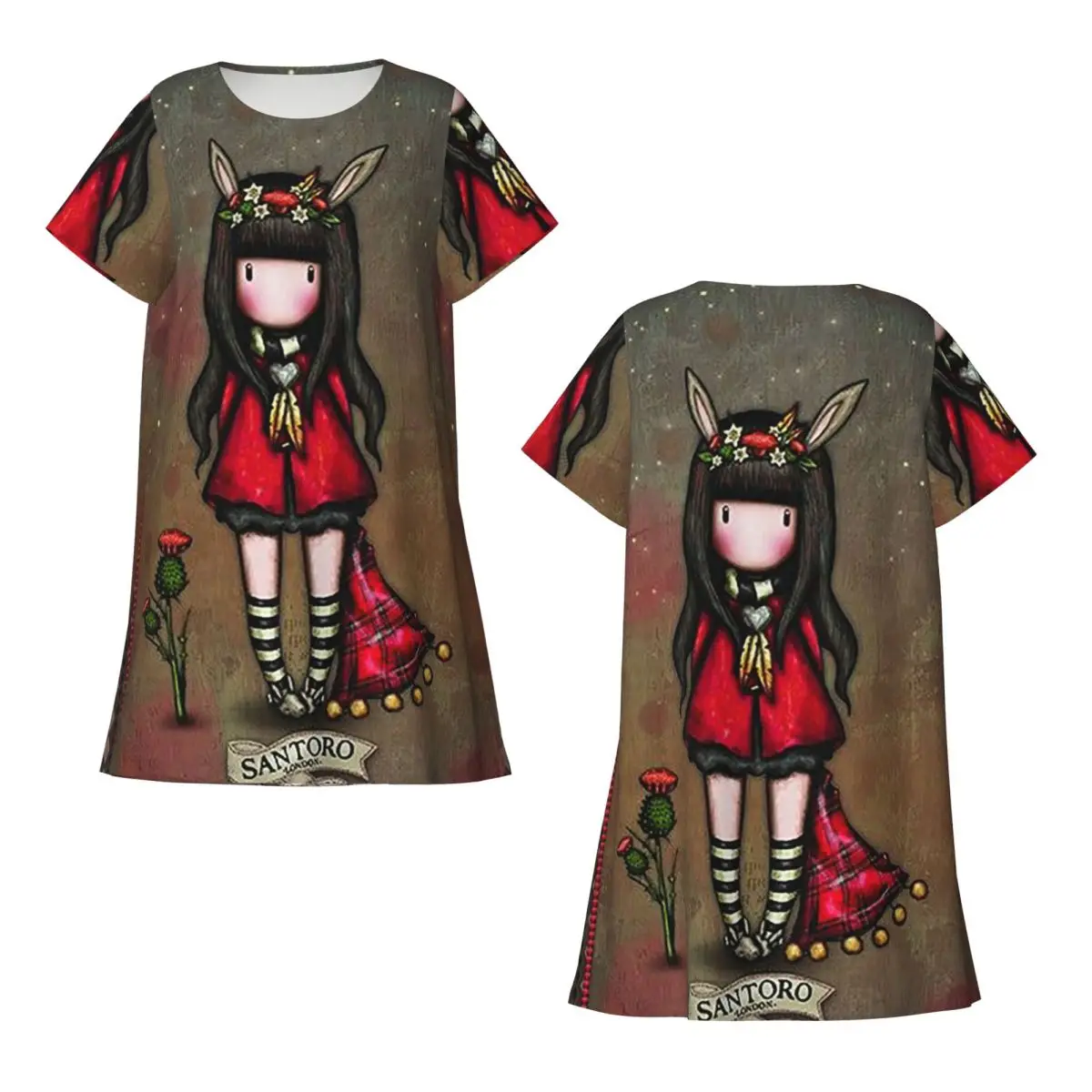 Camisón personalizado de manga corta Santoro Gorjuss para dormir, camisones de manga corta para mujer, vestido de pijama holgado
