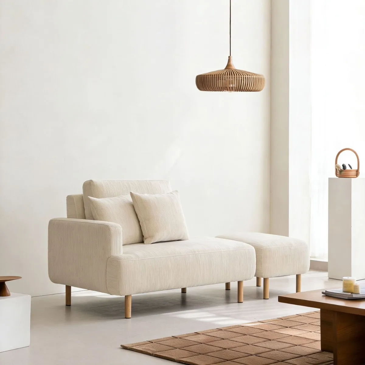 Nordic Minimalist Fabric Sofa for Two People Double Seat Soft Small-sized Living Room Small Sofa for Home Apartment