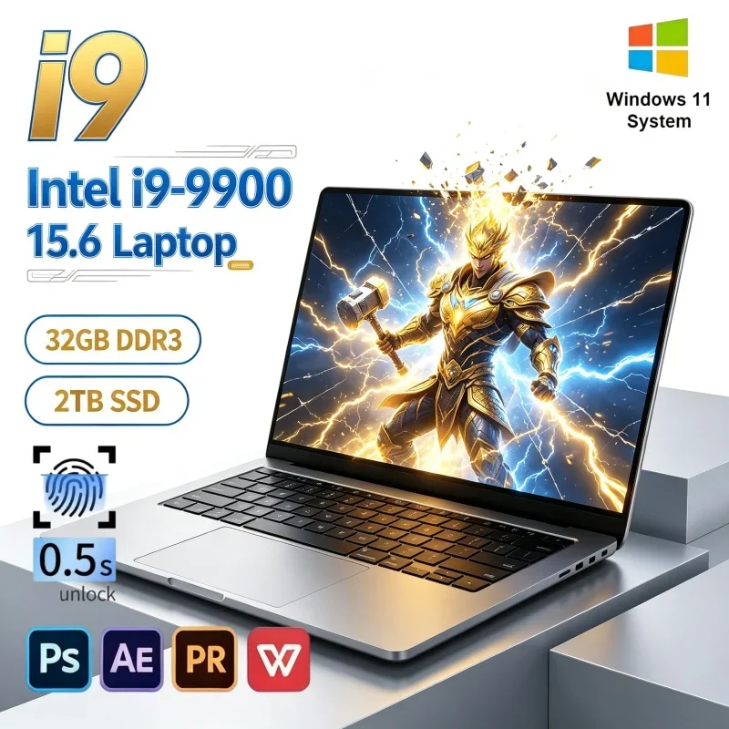 Best Seller 15.6 Inch Premium Laptop 2026 Intel i9-9900 120Hz FHD IPS 16/32GB 2TB SSD Win11 Corporate Notebook