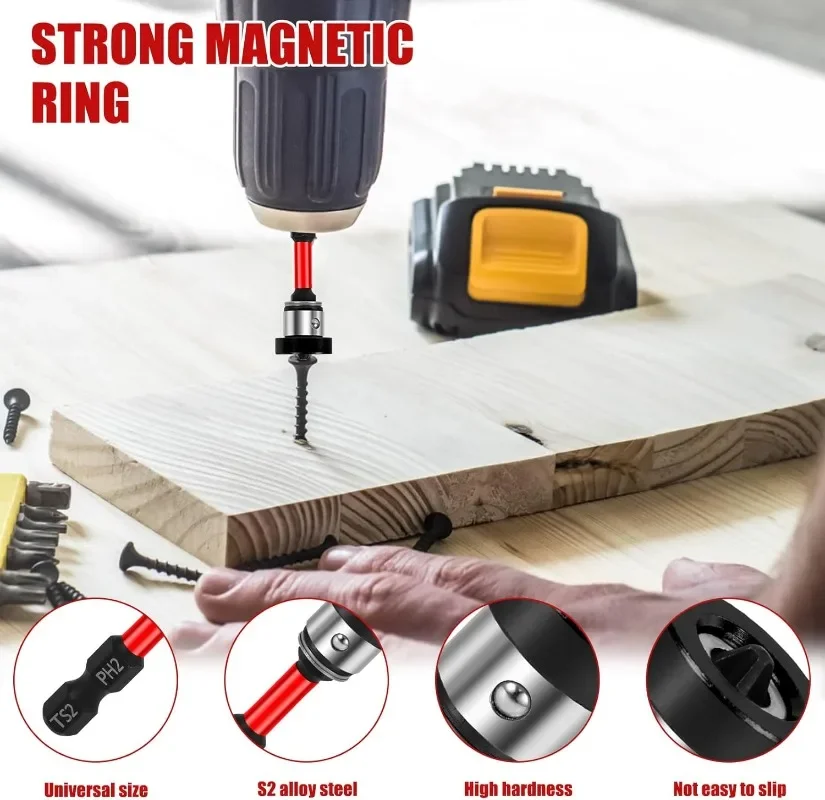 Magnetische Positionier-Schraubendreher-Bits S2 Trockenbau-Schraube für Gipskartonplatten PH2 Lokalisierungs-Bit Bohrkopf-Set – Detail 5