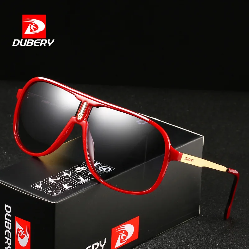 DUBERY Luxury Brand Metal Legs Sunglasses Pilot Polarized Fishing Sun Glasses Eye Protection 100% UV Protection Driving Eyewear