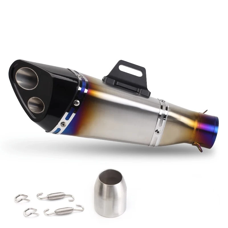 

51MM Universal Motorcycle Exhaust Escape Double Hole Muffler For Z900 FZ6 RC390 S1000XR PCX125 R3 Z400 CBR500 CBR650 R11 S2