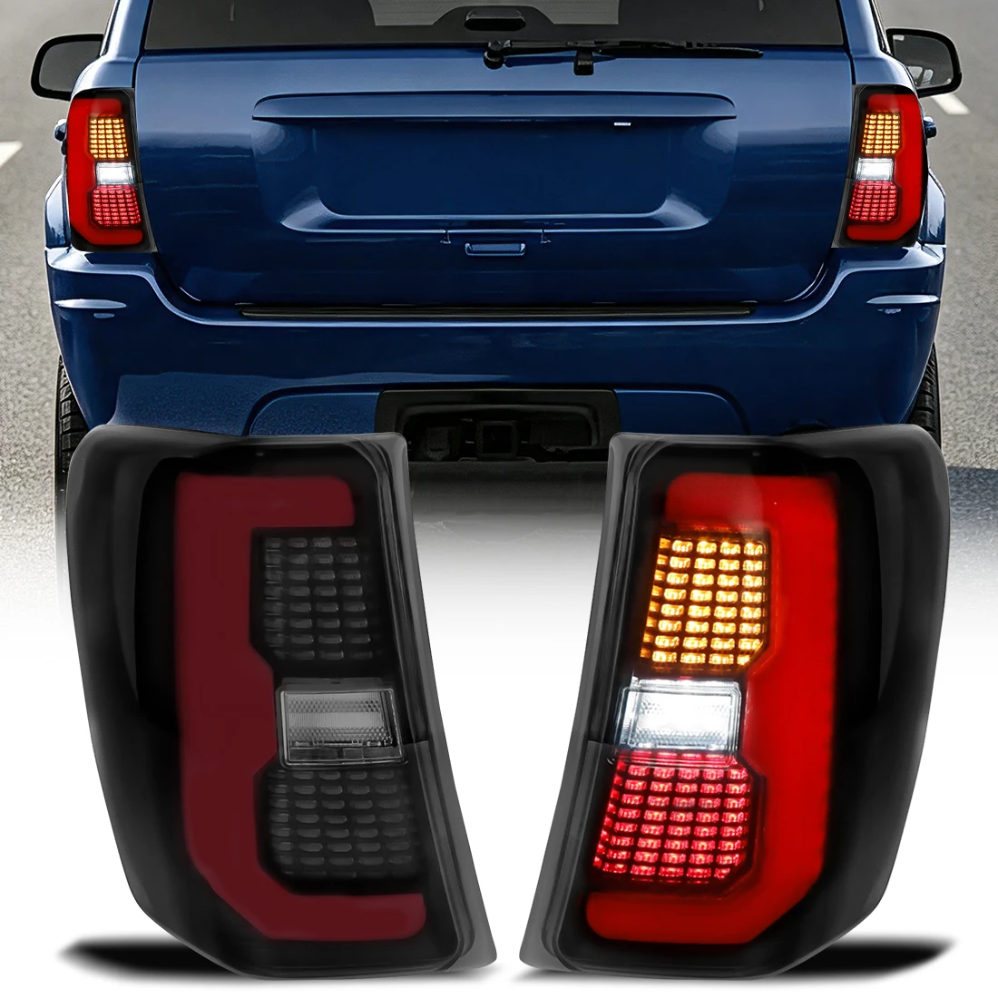 LED Taillight For Jeep Grand Cherokee MK2 WJ 1999 2000 2001 2002 2003 2004 Rear Taillamp Assembly Brake Light Turn Signal 12V