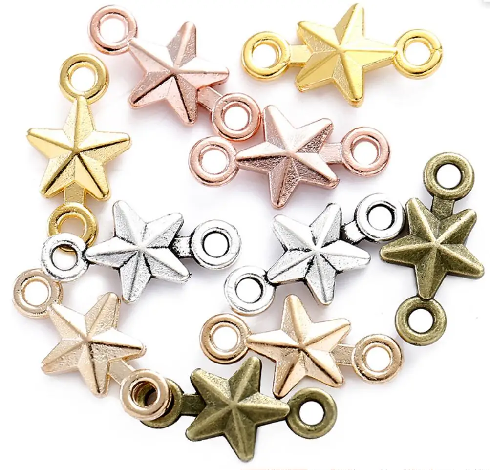 200pcs Charms 15x8mm Star Charms For Jewelry Making DIY Jewelry Findings Antique Silver Color Alloy Charms Pendant F0071