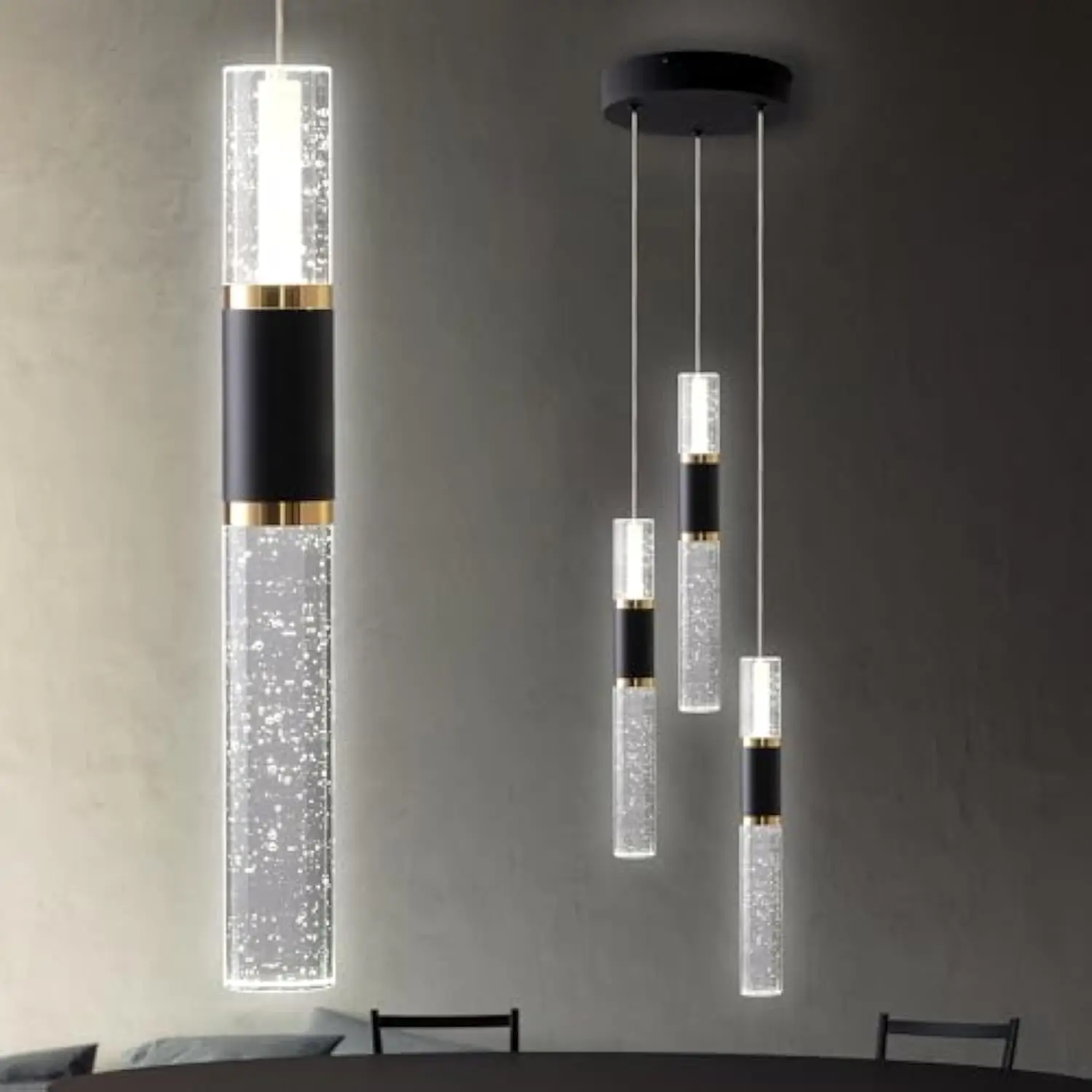 

Black and Gold Pendant Light for Kitchen Island,Dimmable Modern Led Pendant Lighting 3 Pack,Luxury Kitchen Island Lighting with