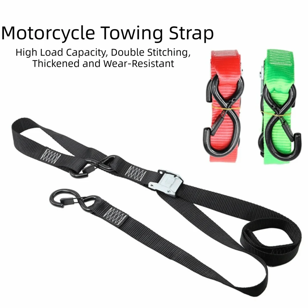 Universal Lock S Hook Tie Down Strap Heavy Duty Long Belt Cargo Lashing Belt Universal Ratchet Secure Heavy Duty Strap Dirt Bike
