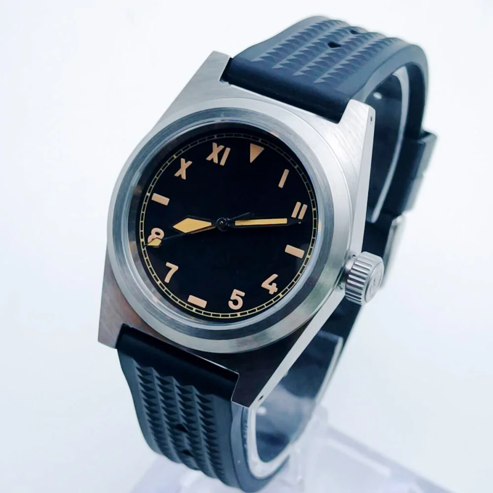 ساعة NH35 للرجال مقاس 38 ملم 316L من الفولاذ المقاوم للصدأ المصقول ساعة غواص معقمة C3 قرص مضيء زجاج الياقوت #3