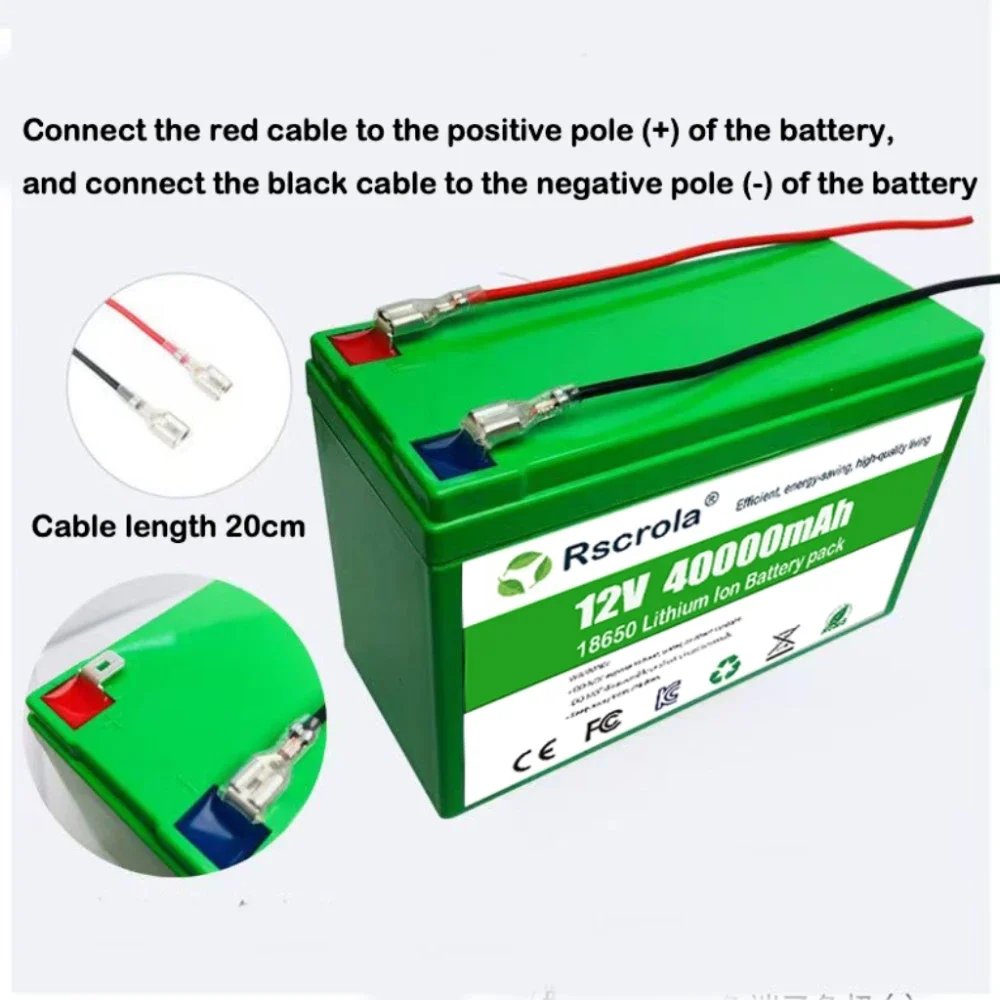 Li-ion 12V 40Ah 30Ah 20Ah 18650 Lithium Rechargeable Battery Pack for Sprayer Kids Electric Toy Car Scale Access Control+Charger