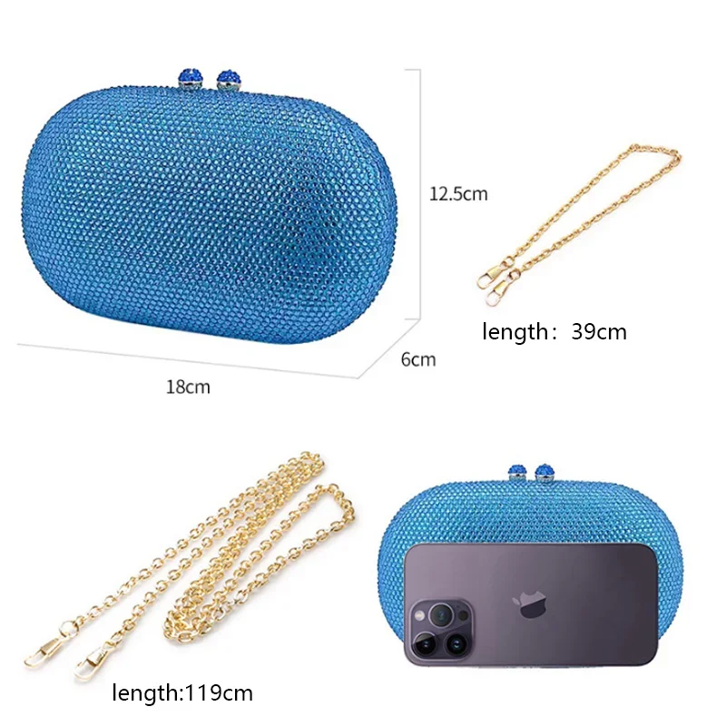 Diamonds Women Clutch Party Wedding Handbag Luxury Crossbody Bags Female Crystal Rhinestone Purse for Gift Prom Dress Chain Bag