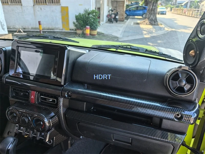 يصلح لسوزوكي جيمي JB64/JB74 2019 + نمط السيارة والعتاد التحول نافذة لوحة التحكم الجبهة الخلفية منفذ تنفيس الهواء ألياف الكربون الداخلية