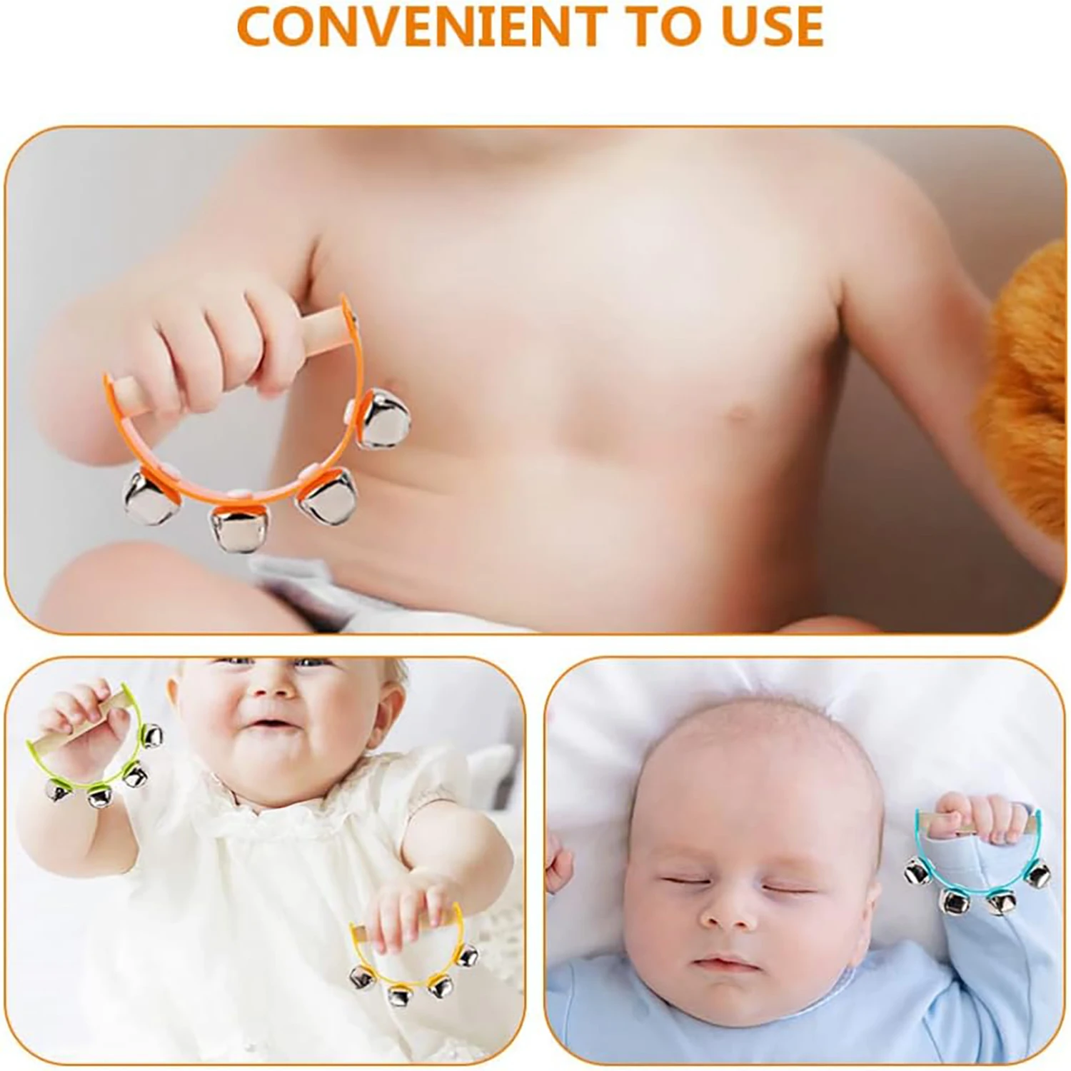 Newborn Sand Hammer Ringing Bell Early Education Puzzle Hand Bell Baby Grasp Training Toy Wooden