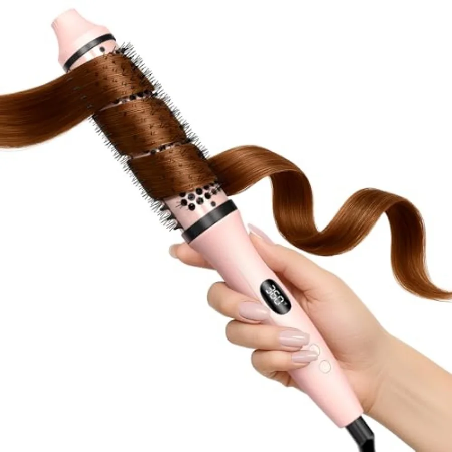 

Dual Voltage Thermal Brush, 1.5" Heated Round Brush for Smooth Blowout Look, Hot Brush for Volume, Soft Curls and Polished Ends