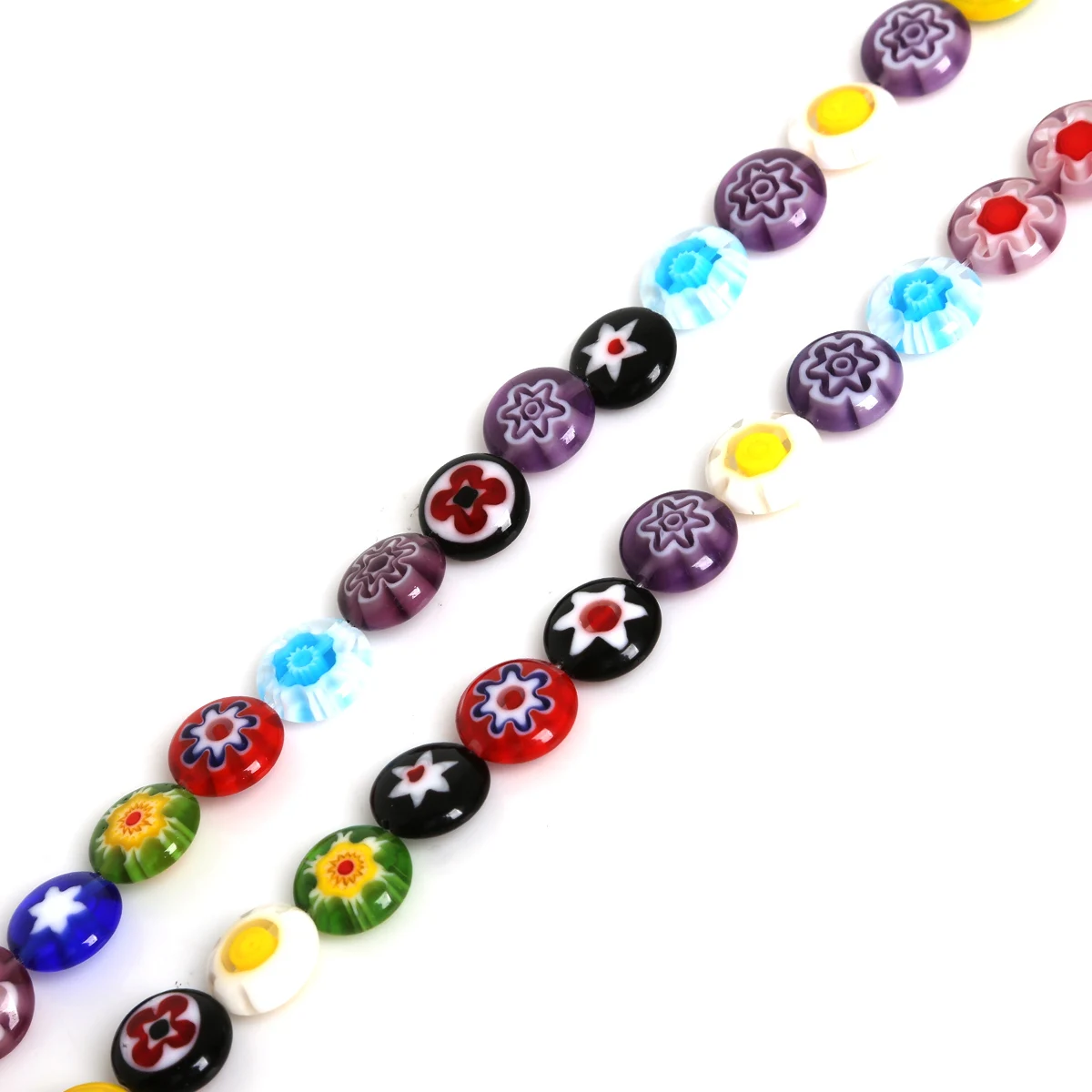

Round Flat Flower Lampwork Beads Colorful Millefiori Glass Loose Spacer Beads For Jewelry Making Diy Bracelet Necklace Accessory