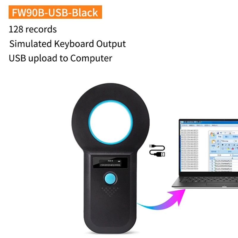 134.2Khz Dog Cat Reader For Animal Ear Tag Glass Chip RFID Handheld Microchip Reader Scanner For Pet Animals Durable A