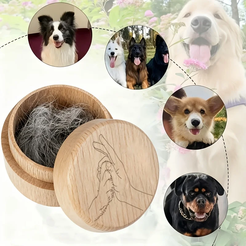 

Pet-Friendly 2D Wooden Dog and Cat Hair And Teeth Storage Box for Cat And Dog Lovers - Unique Gift Idea for Animal Enthusiasts