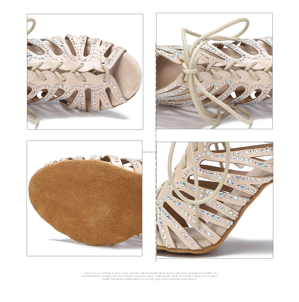 CINMIDY Neue Tanzstiefel für Damen, Ausgehöhlte Strass-Latein-Tanzschuhe, Ballsaal-Standard-Tanzschuhe, Partyschuhe, Indoor-Sandalen – Detail 19