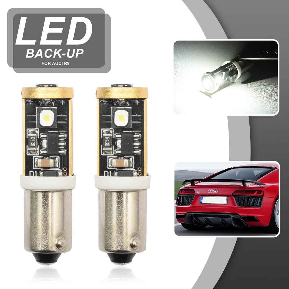 2x Fits For Audi R8 2007 2008 2009 2010 2011 2012 2013 2014 2015 BAY9S H21W Canbus LED Reverse Backup Light Bulbs Replacement