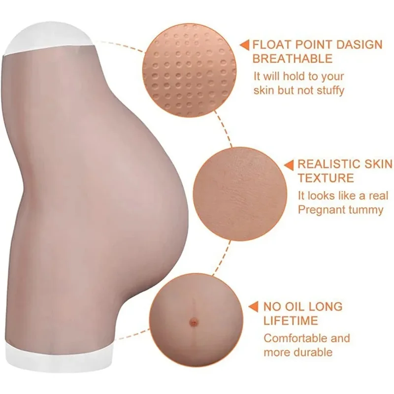RT01 No Mudline Pregnant Belly False Pregnant Gut Silicone Belly Cosplay Crossdresser Actors 2-3kg Fake Pregnancy Pansa Femm&Gf1