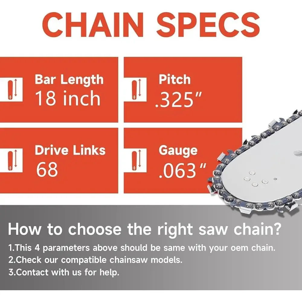 2-حزمة 18 بوصة سلسلة المنشار الانظار.063 مقياس.325 الملعب 68 محرك الروابط دليل شريط استبدال Stihl أوريغون متوافق