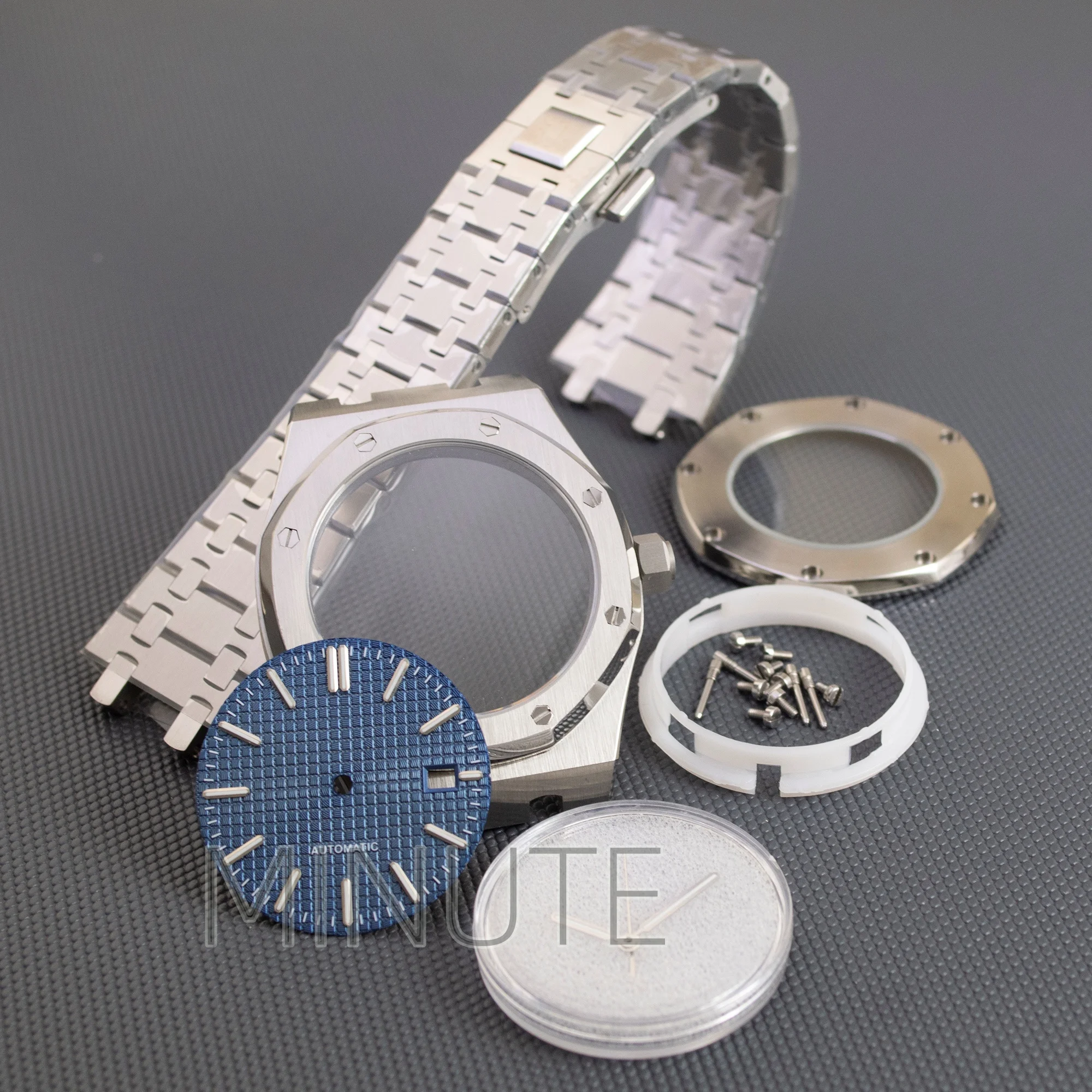 41mm Octagonal NH35 Watch Case Strap Sapphire Glass Stainless Steel Waterproof for Royal Oak 31.8mm Dial NH35/NH36/4R36 Movement