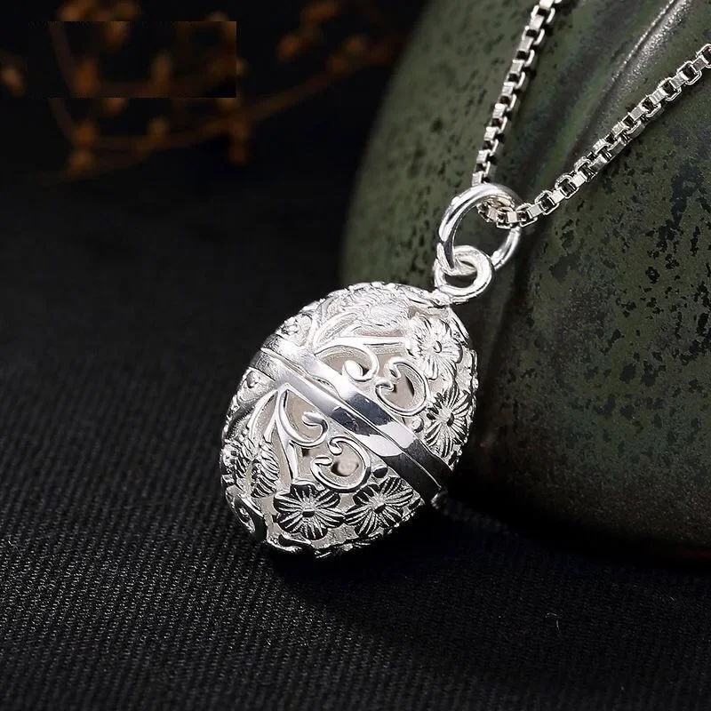 925 Thai Silver Retro Arabesquitic Glossy Hollow Out Can Open The Vintage Exquisite Pendant Necklace Unique Ethnic Style Jewelry