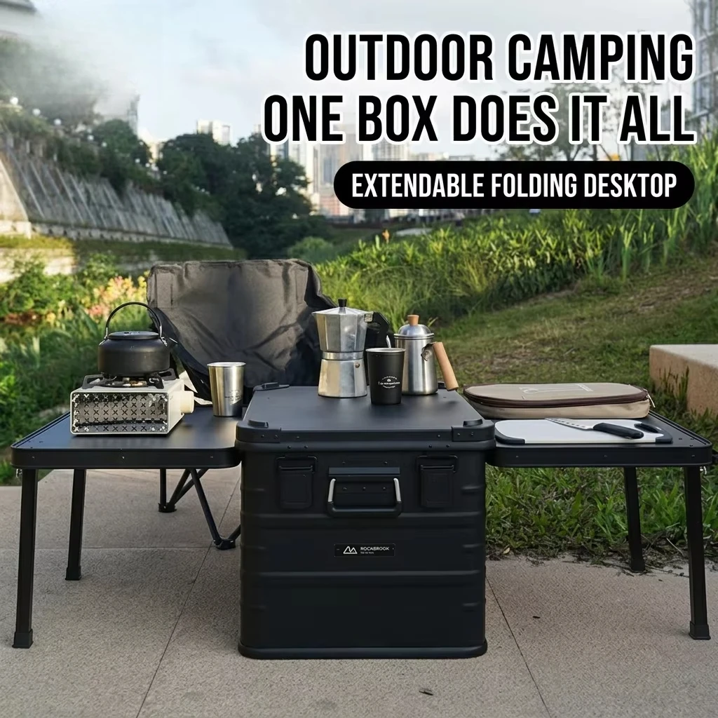 C10 Custom 84L Black Aluminum Kitchen Storage Container Foldable Structure for Outdoor Camping Overland Expedition Vehicle Gear