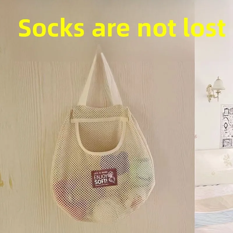

2pcs Net Storage Hanging Bag Wall Storage Bag Wardrobe Underwear Sock Storage Bag Vegetable Fruit Storage Basket Hanging Pocket